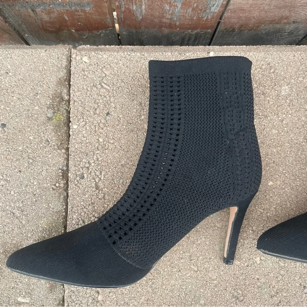 CATHERINE MALINDRINO Women’s Black Lace Stiletto Heel Pointed Toe Bootie Shoe 6